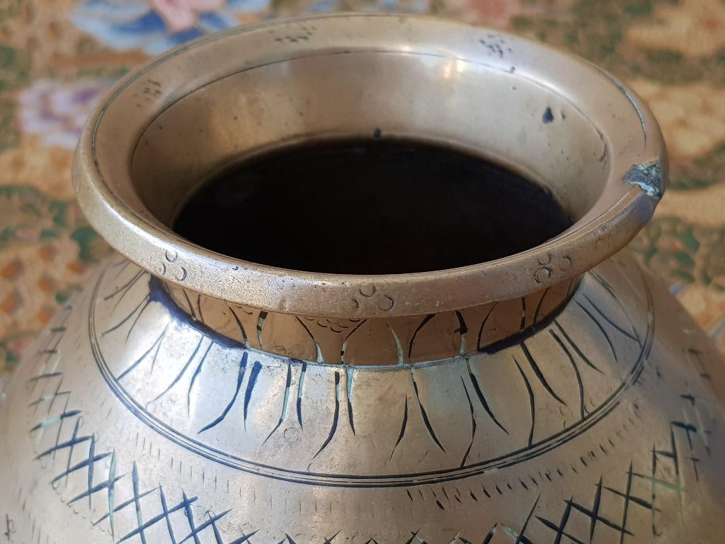 Mooie zware antieke Oosterse kookpot van brons 15,5 cm., Antiek en Kunst, Ophalen of Verzenden