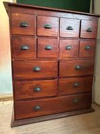 Antieke apothekerskast / ladekast, massief hout, Ophalen, Gebruikt, 50 tot 100 cm, Met lade(s)