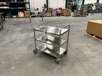 RVS Serveerwagen voor Horeca - Steelserve-3 met 3 Schappen, Doe-het-zelf en Verbouw, Transportwagens, Ophalen, Nieuw, Transportkar
