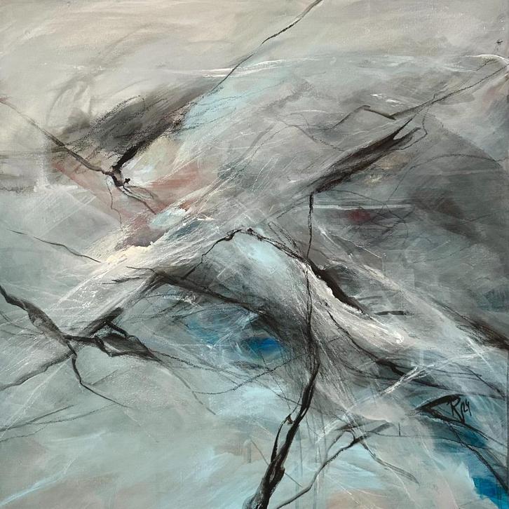Bluegrey, Antiek en Kunst, Kunst | Schilderijen | Abstract, Ophalen of Verzenden
