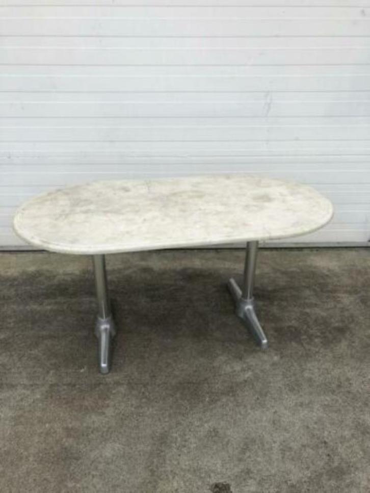 5 stuks horeca terrastafels marmerlook ovaal outdoor 145x80, Tuin en Terras, Tuinmeubel-accessoires, Zo goed als nieuw, Ophalen