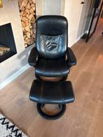 Zwarte lederen relaxstoel stressless, Ophalen, Gebruikt, Leer, 75 tot 100 cm