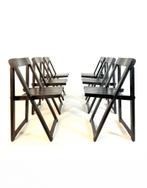 Set van 6 design klapstoelen ‘Trieste’, Aldo Jacober ‘60, Huis en Inrichting, Stoelen, Vintage retro buisframe design rotan webbing papercord deens