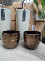 2 grote brons gouden hq keramiek bloempotten voor buiten, Ophalen, Steen, Minder dan 60 cm, Rond