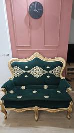 Luxe Tweezitsbank met Gouden Details, Ophalen, Hout, Klassiek, 150 tot 200 cm