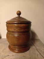 Antieke houten tabakspot met deksel, Antiek en Kunst, Ophalen of Verzenden