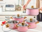 Roze Pannenset - 5 Delig - Alle Warmtebronnen, Ophalen of Verzenden