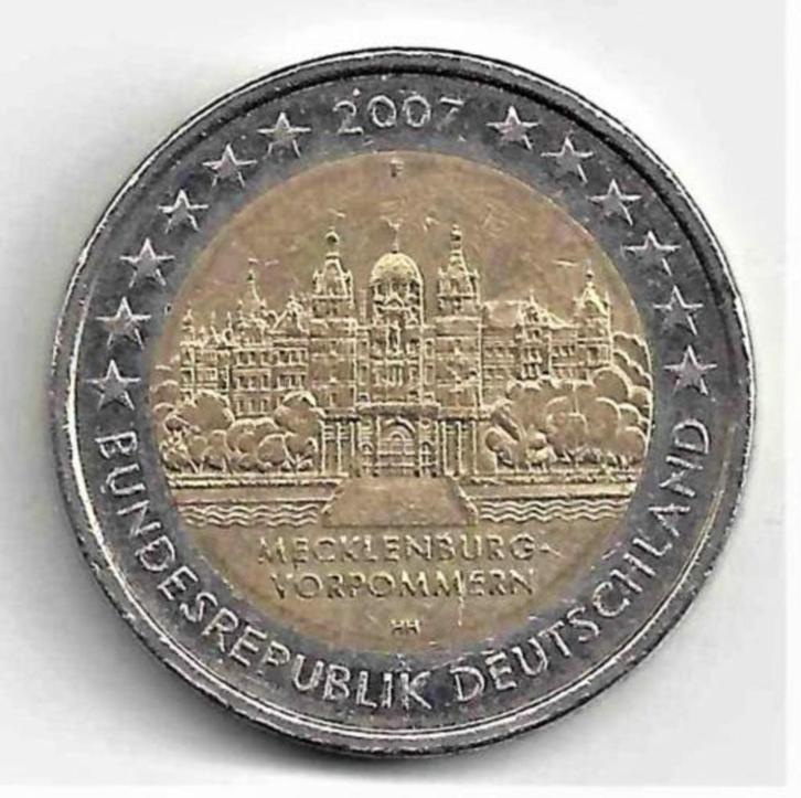 2 euro Duitsland 2007 - Mecklenburg Vorpommern - Letter F, Postzegels en Munten, Munten | Europa | Euromunten, Losse munt, 2 euro