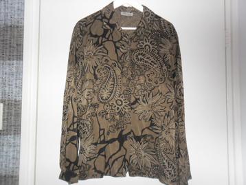 Transfer Bruin/Zwarte Blouse Met Print En Knoopjes Maat XL beschikbaar voor biedingen