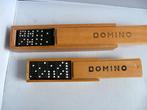 Domino spel - 2 houten dozen met stenen (18 en 26 cm), Kinderen en Baby's, Speelgoed | Bouwstenen, Ophalen of Verzenden, Zo goed als nieuw