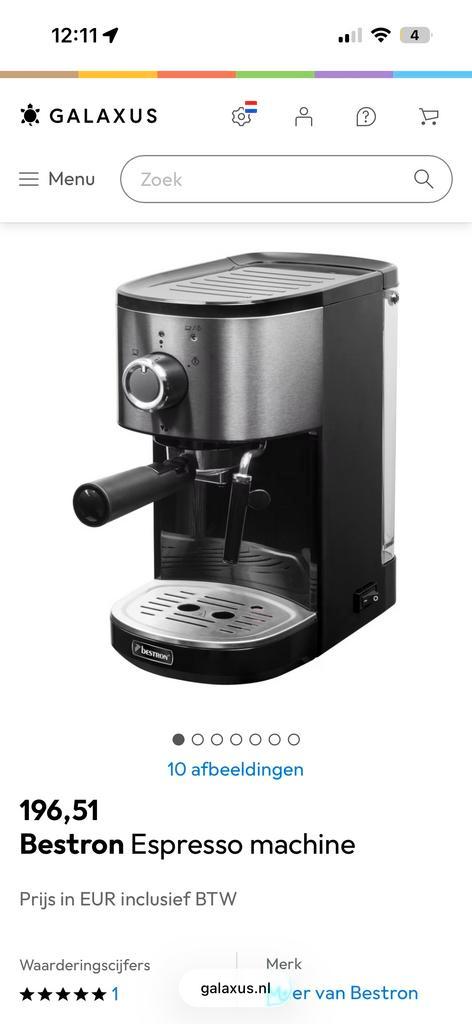 Nieuwe Bestron Espresso Machine in Doos, Witgoed en Apparatuur, Koffiezetapparaten, Nieuw, Gemalen koffie, Espresso apparaat, Stoompijpje