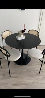 Gestoffeerde stoelen Remy met vlechtwerk, Huis en Inrichting, Ophalen of Verzenden, Zo goed als nieuw, Zwart, Vier