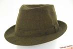 Vintage Gleufhoed Trilby hoed Sport groen wolmix 57, Ophalen of Verzenden, Zo goed als nieuw, 57 cm (M, 7⅛ inch) of minder, Hoed