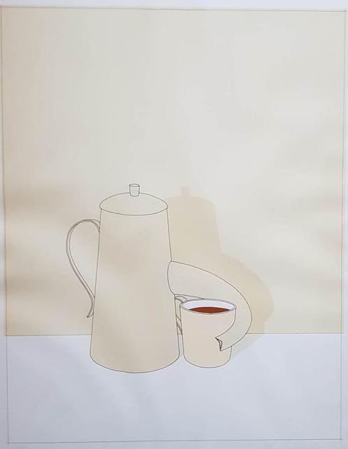 Jeroen Henneman(1942) Zeefdruk "Koffiekan en kopje" Ges Gen, Antiek en Kunst, Kunst | Litho's en Zeefdrukken, Ophalen of Verzenden