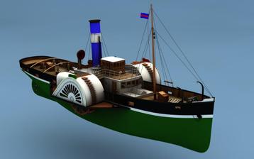 Bouwtekening  stoom rader sleepboot beschikbaar voor biedingen