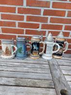5 Vintage Bierpullen met Tinnen Deksel, Ophalen of Verzenden