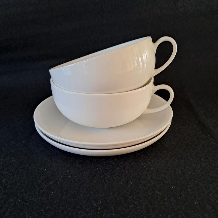 2 Kop en schotels Arzberg Teaworld Tunis, wit, Huis en Inrichting, Keuken | Servies, Zo goed als nieuw, Kop(pen) en/of Schotel(s)