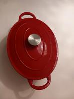 Rode emaille grote ovale pan te koop, Huis en Inrichting, Keuken | Potten en Pannen, Ophalen, Zo goed als nieuw, Gietijzer, Koekenpan of Braadpan