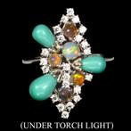 zilveren ring met opaal,turkoois,maat 18, Sieraden, Tassen en Uiterlijk, Ringen, 18 tot 19, Overige kleuren, Verzenden, Nieuw