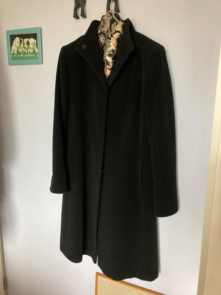 Mantel, wol en kasjmier, zwart, maat 40, Kleding | Dames, Jassen | Winter, Zo goed als nieuw, Maat 38/40 (M), Zwart, Ophalen of Verzenden