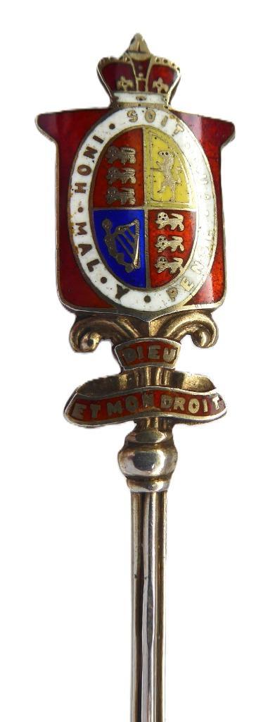 Sterling zilveren lepeltje wapen van het VK met motto. Email, Antiek en Kunst, Antiek | Goud en Zilver, Zilver, Verzenden
