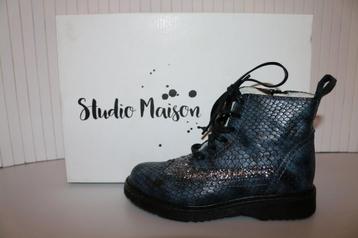 Studio Maison Biker Boot broque leer blauw zwart maat 29 beschikbaar voor biedingen