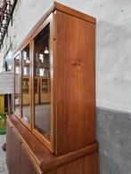 Jaren 60 Deens Design Wandmeubel | Vintage Vitrine Kast Teak, Huis en Inrichting, Kasten | Vitrinekasten, Gebruikt, Glas, 150 tot 200 cm