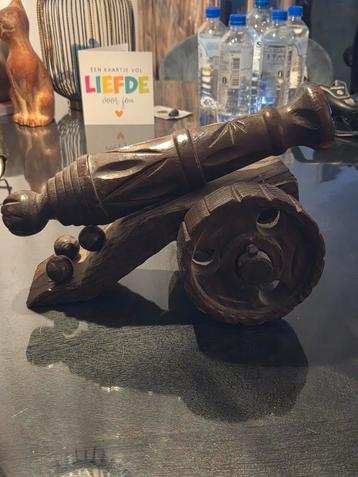 antiek houten kanon, canon hout beschikbaar voor biedingen