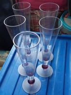 5 champagne glazen met paarse bal en matte voet, Ophalen of Verzenden, Nieuw, Overige typen