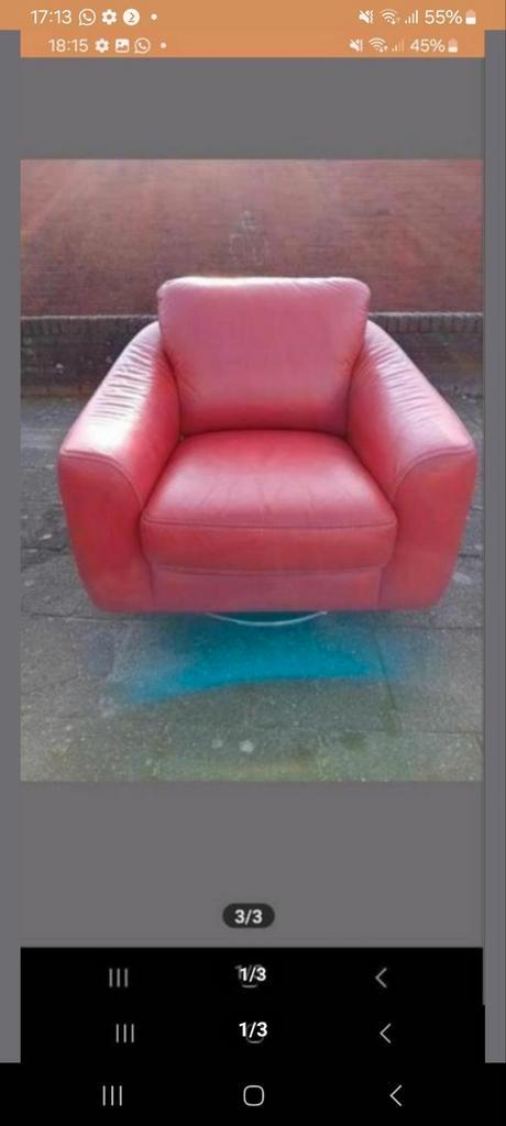 Te koop 1 zits en 2 zits en 3 zits bankstel setje, Huis en Inrichting, Banken | Sofa's en Chaises Longues, Zo goed als nieuw, Leer