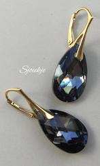 Oorbellen Swarovski kristal NIEUW goud zilver ketting parel, Met kristal, Hangers, Zwart, Nieuw