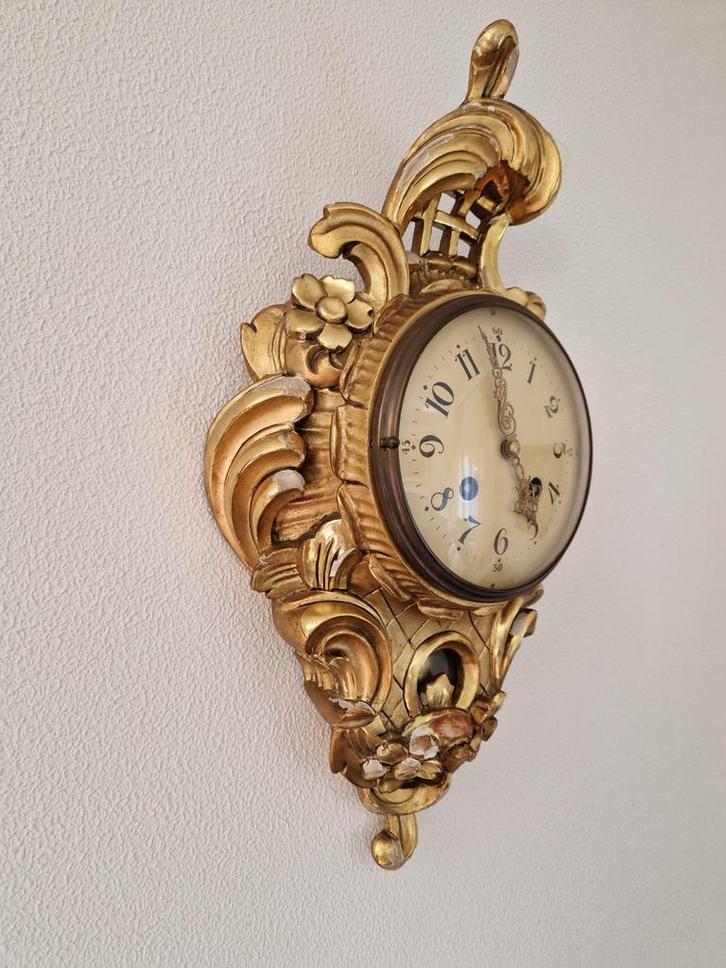 Antieke vergulde wandklok, Antiek en Kunst, Antiek | Klokken, Ophalen