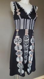 Save the Queen jurk - zwart - tule - plaatjes bruin/wit -M/L, Maat 38/40 (M), Zwart, Zo goed als nieuw, Boven de knie