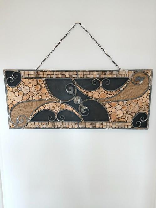 Landelijke wanddecoratie van schijfjes drijfhout, Huis en Inrichting, Woonaccessoires | Wanddecoraties, Nieuw, Ophalen of Verzenden