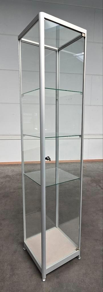 Aluminium vitrine, winkelvitrine, vitrinekast, display, Huis en Inrichting, Kasten | Vitrinekasten, Gebruikt, 150 tot 200 cm, 25 tot 50 cm