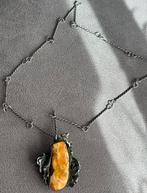 Barnsteen hanger met zilver ketting /unikat/unicaat, Sieraden, Tassen en Uiterlijk, Antieke sieraden, Ophalen of Verzenden, Zilver