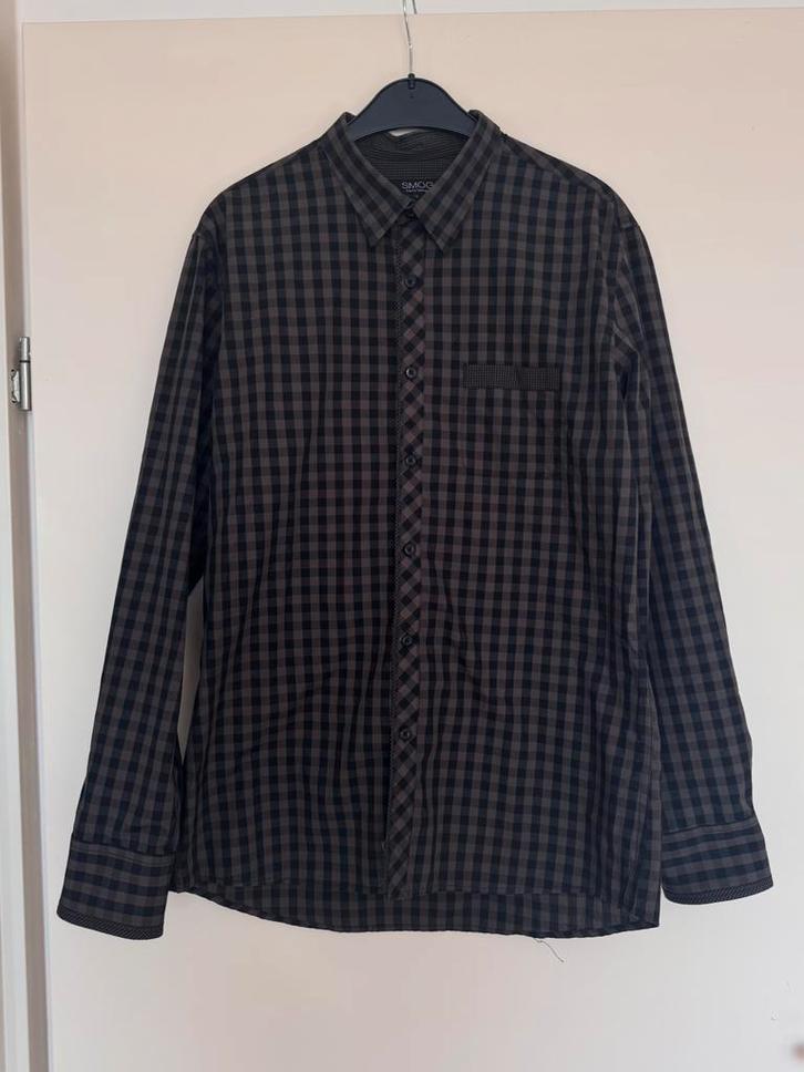 Heren Blouse SMOG maat L, Kleding | Heren, Overhemden, Gedragen, Halswijdte 41/42 (L), Bruin, Ophalen of Verzenden