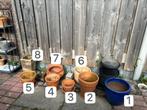 8 bloempotten te koop, Tuin en Terras, Bloempotten, Ophalen, Gebruikt, Rond, Aardewerk