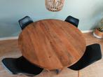 Ronde Teakhouten Eettafel + 4 Stoelen - 120cm, Tuin en Terras, Tuintafels, Ophalen, Gebruikt, Rond, Hout