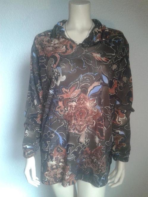 NIEUW! Elegante Bruine Trui met Bloemen Maat 54 Merk Rio, Kleding | Dames, Grote Maten, Nieuw, Trui of Vest, Bruin, Verzenden