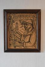 Schilderij houtskool tekening mijnwerker, Ophalen, 50 tot 75 cm, Zo goed als nieuw, Schilderij