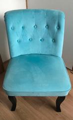 Stijlvol boudoirstoeltje – turquoise fluweel, Huis en Inrichting, Stoelen, Ophalen, Overige materialen, Blauw, Zo goed als nieuw