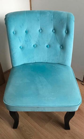 Stijlvol boudoirstoeltje – turquoise fluweel beschikbaar voor biedingen