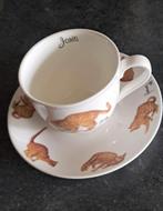 Franciens katten koffie kop en schotel., Verzamelen, Ophalen of Verzenden, Zo goed als nieuw, Porselein, Kop en/of schotel