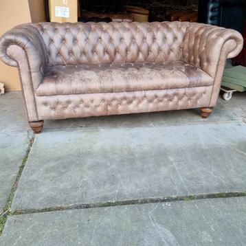 Chesterfield bank vintage taupe + GRATIS BEZORGD RL style.