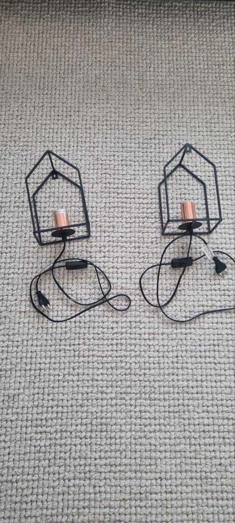 Set van 2 Wandlampen, Huis en Inrichting, Lampen | Wandlampen, Zo goed als nieuw, Metaal, Ophalen of Verzenden