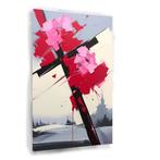 Roze en Rood Abstract Contrast canvas 50x70cm - 18mm., Antiek en Kunst, Kunst | Schilderijen | Abstract, Verzenden