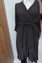 zwarte rousjes jurk achterkant lang M viscose, Maat 38/40 (M), Made in Italy, Zwart, Ophalen of Verzenden