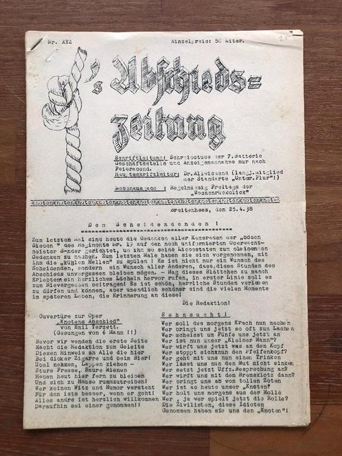 Derde Rijk, 25 April 1938 Soldatenkrant. Abschieds-Zeitung, Boeken, Oorlog en Militair, Gelezen, Ophalen of Verzenden