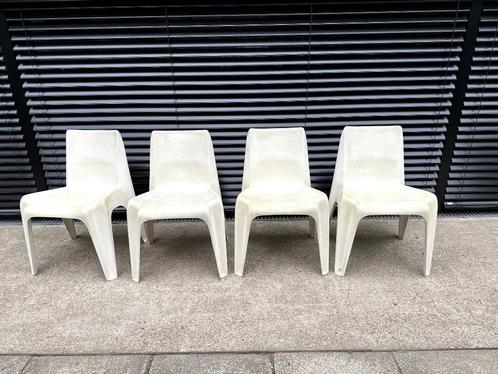 4 Bofinger stoelen Helmut Batzner kleur wit, Huis en Inrichting, Stoelen, Gebruikt, Vier, Kunststof, Wit, Ophalen